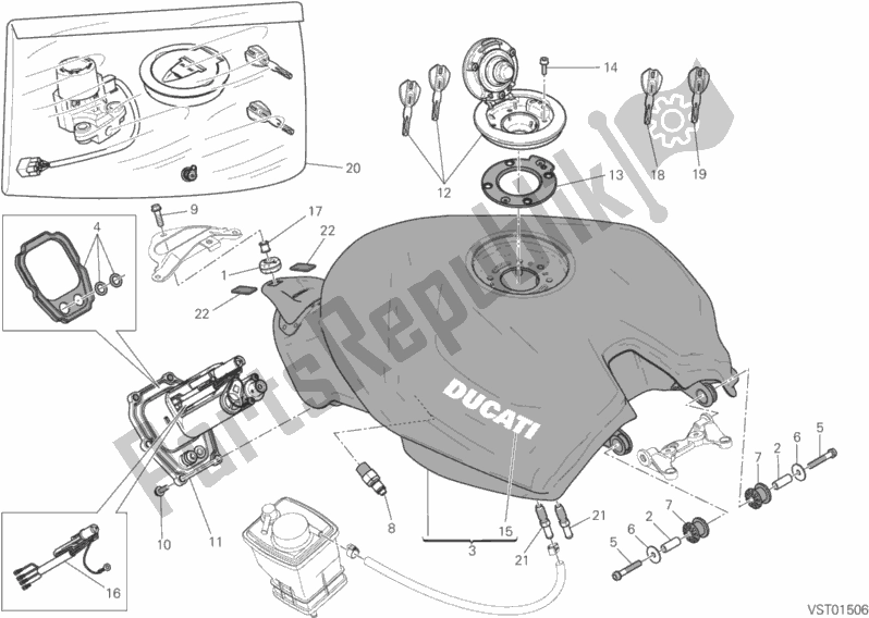 Todas as partes de Tanque do Ducati Superbike 959 Panigale ABS Brasil 2019
